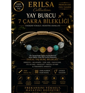 Sertifikalı Yay Burcu 7 Çakra Doğal Taş Bileklik - Ayarlamalı Unisex Lüks Hem Bileklik Hem Halhal