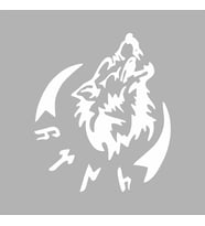 Bozkur Göktürkçe Türk Sticker siyah 20x20 CM (Beyaz)
