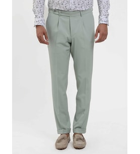 Dufy Yeşil Erkek Slim Fit Düz Pileli Pantolon - 104462