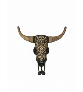 Otantik Çarşı Ahşap Buffalo Kafatası Siyah 45x55 cm.