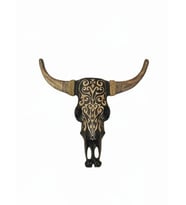Otantik Çarşı Ahşap Buffalo Kafatası Siyah 45x55 cm.