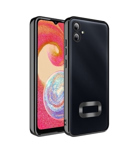 Samsung Galaxy A06 Kılıf Logo Yeri Açık Kamera Lens Korumalı Renkli Kenarlı Şeffaf Silikon (Siyah)