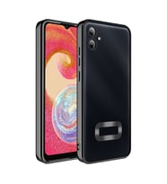 Samsung Galaxy A06 Kılıf Logo Yeri Açık Kamera Lens Korumalı Renkli Kenarlı Şeffaf Silikon (Siyah)