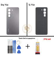 Infinix Hot 50 Titanyum Gri Uyumlu Arka Kapak + Yapıştırıcı ve Vida Seti Arka Cam Batarya Pil Kapağı