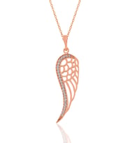 Söğütlü Silver Gümüş rose zirkon taşlı sol yanım kanat kolye