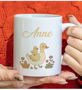 BK Gift Anne ve Yavrusu Beyaz Kupa Bardak -1, Anneler Günü ve Kadınlar Günü Hediyesi