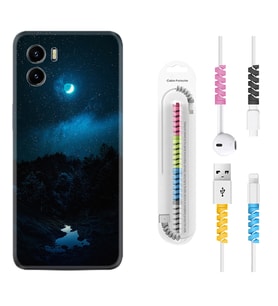 Vivo Y15S Y32 Y33S Y51 Y53S Kılıf Kablo Koruma Spiral Silikon Gece 1633