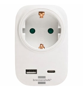 Brennenstuhl Premium Serisi Tek Soketli 18W Hızlı Şarj Özellikli 1 Typ-C + 1 USB' li Şarj Korumalı Priz