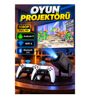HCS350pro Android 11 Akıllı Taşınabilir Projektör 1080P WiFi6 Bluetooth 5.4 Retro Oyun Konsollu