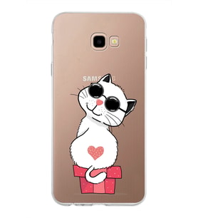 Samsung Galaxy J4 Plus Kapak Cool Cat Tasarımlı Şeffaf Silikon Kılıf