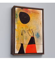 Çerçeveli Joan Miro - Deux Şahsiyetler Tablosu (Siyah)