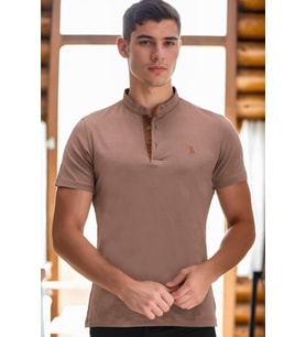 T8560 DEWBERRY T-SHIRT-KAHVE 1