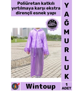 #Yağmurluk Unisex Şeffaf Kapüşonlu Çıtçıtlı Pratik Hafif Su Geçirmez Sağlam Şık Naylon Cep Yağmurluk