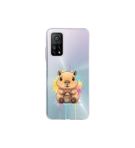Xiaomi Mi 10t Pro 5g ile Uyumlu Splash Kapibara Tasarımlı Şeffaf Silikon Kılıf