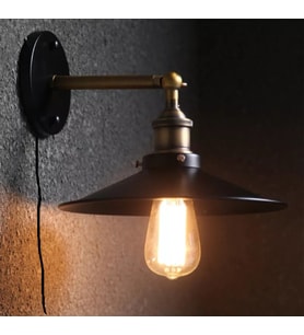 mylights  vinage kablolu anahtarlı fişil yatak başı duvar aplik  gece lambası okuma lambası (Siyah)