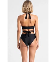 Kadın Bikini Takımı Bralette Yaka Yüksek Bel Slip Kapsız Örme Kumaş Düz Desen Regular Kalıp