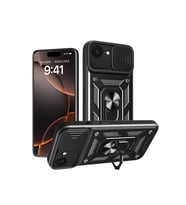 iPhone 16E Kılıf Pars Lens Yüzüklü Silikon - Siyah