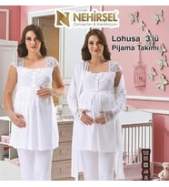 NEHİR 2096  HAMİLE LOHUSA 2020 YENİ SEZON SADE VE ŞIK 3 LÜ LOHUSA (Ekru)