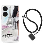 Realme C55 Kılıf Resimli Boyun Askılı İpli Desenli Silikon Bonjour Paris 1419
