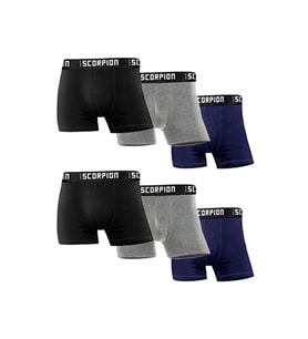 Erkekler İçin %95 Pamuk %5 Elastan Likralı Siyah - Gri - Antrasit Boxer – 6’lı Özel Kutu (Çok Renkli)