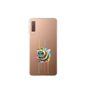 Samsung Galaxy A7 2018 ile uyumlu Splash arı tasarımlı şeffaf silikon kılıf