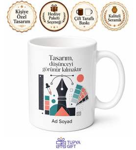 Grafik Tasarımcı İçin Kişiye Özel İsimli Baskılı Kupa Bardak Stüdyo Hediyesi