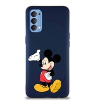 Oppo Reno 4 Soft Premier Kapak Mickey Mouse-C Tasarımlı Silikon Kılıf - Lacivert (Şeffaf)