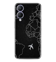 Vivo Y17S Kılıf Resimli Desenli Silikon Platinium Series Black Plane 1868