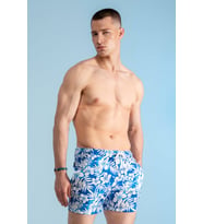 Çiçek Desenli Hawaii Deniz Şortu (Mavi)