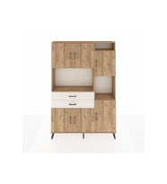 Arges Dolap 9 Raflı 2 Çekmeceli 6 Kapaklı 132x30x195 Çam-Çam/Aytaşı
