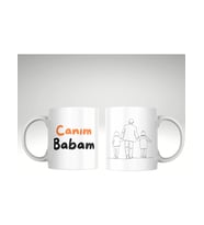 Applucky Canım Babam Çocuklarıyla Kupa Baskı Bardak Babalar Günü (Beyaz)