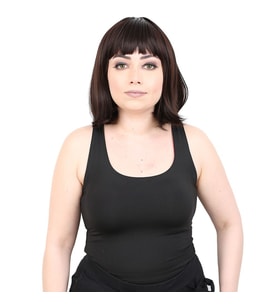 Kısa Küt Perçemli Fiber Sen Peruk / Koyu Kahve