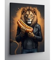 Kanvas Tablo Hotdog Tutan Aslan