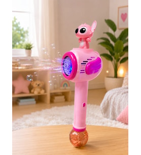 Baloncuk çıkaran asa stitch ve lilo figürlü pille çalışır kutulu