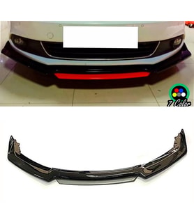 Vw Jetta MK5 Gri Renkli Şeritli Dilli Ön Lip 4 Prç Parlak Siyah ABS 2005 -2010