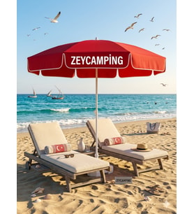 Zey Camping 220cm mega boy  plaj bahçe  balkon  havuz şemsiye +taşıma çantası ve bidon dahil
