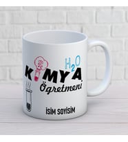Kişiye Özel Kimya Öğretmeni Baskılı Kupa, H₂O Deney Tüpü Temalı İsimli Öğretmenler Günü Hediyesi