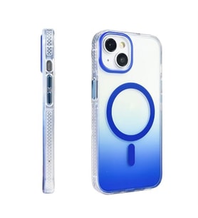 Coverzone iPhone 13 i�in K?l?f MagSafe ile uyumlu Transparan Renk Ge�i?li Z-Toros M-safe Kablosuz ?arj destekli Gradyan Tasar?m IPHONE 13 ?LE UYUMLU KILIF Mavi