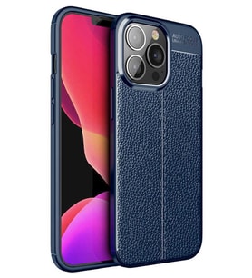 iPhone 13 Pro Max Kılıf Deri Desenli Kamera Korumalı Silikon (Lacivert)