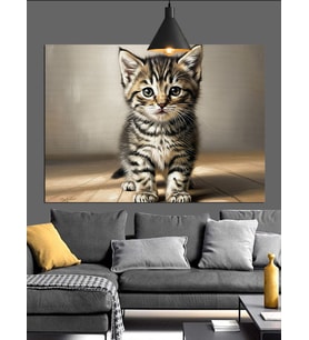 Tatlı Kedi Yavrusu Portresi Dekoratif Kanvas - Mdf Ahşap Tablo