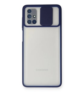 Durukar® Samsung Galaxy M51 Kılıf Palm Buzlu Kamera Sürgülü Silikon - Lacivert