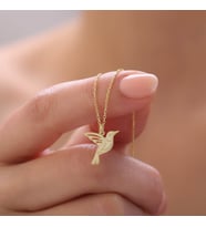 925 Ayar Gümüş Arı Kuşu Kolye (Gold)