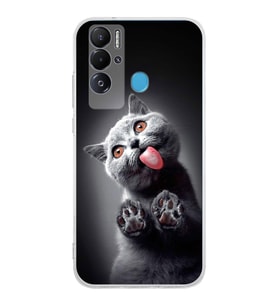 PrintiFy Teco Pova Neo ile Uyumlu 1mm Slim Fit Kedi 2 050c Baskılı Şeffaf  Kılıf