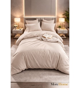 More Home  Tek  Kişilik Nevresim Takımı  Lastikli Çarşaflı Bej
