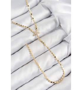Pirinç Zirkon Taşlı Ezme Zincirli Deniz Yıldızı Model Gold Renk Y Kolye 5886 - GLST4776-4335
