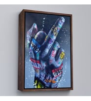 Çerçeveli El Hareketi Hip Hop Posteri, Orta Parmak Hareketi Sokak Sanatı, Kanvas Tablo (Kahverengi)