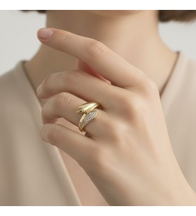 XUPİNG JEWELRY ÇİFT SIRA ZİRKON TAŞLI YÜZÜK