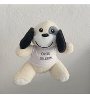 "Özür Dilerim" Baskılı Tişörtlü Sevimli Peluş Köpek - 25 cm