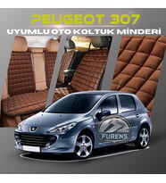 Peugeot 307 Kahverengi Renk Tay Tüyü Cepli & Terletmez Sırtlı Oto Koltuk Minder Seti - Koltuk Koruma Kılıfı (ÖN & ARKA TAM SET)
