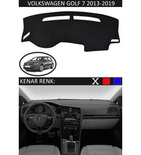Volkswagen Golf 7 2013-2019 Için Uygun Torpido Koruma Halısı Siyah Kenar Renk Siyah